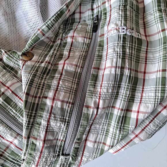 L.L. Bean PFG Multicolored Plaid Shirt w/ Roll Tab Sleeves - Men Size M - Picture 9 of 14